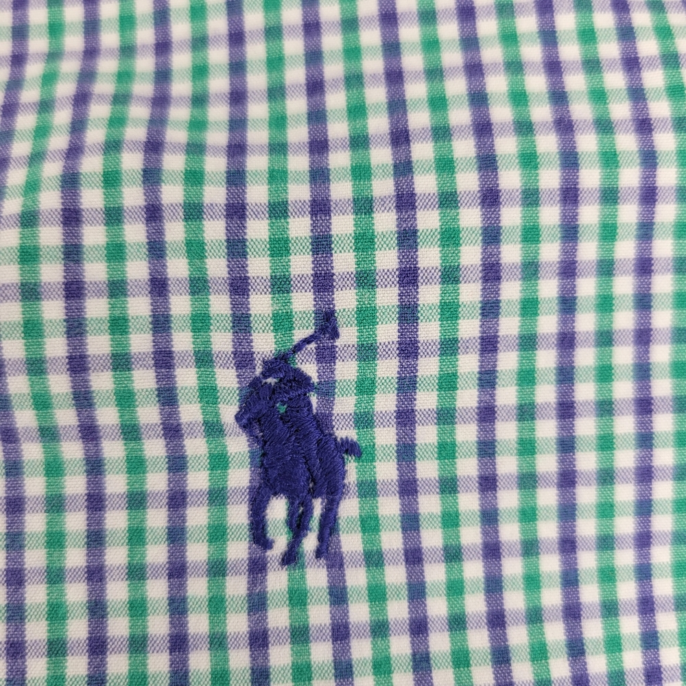 Polo Ralph Lauren Blake Gingham Short Sleeve Shirt Mens M Green Purple Preppy - Picture 4 of 8